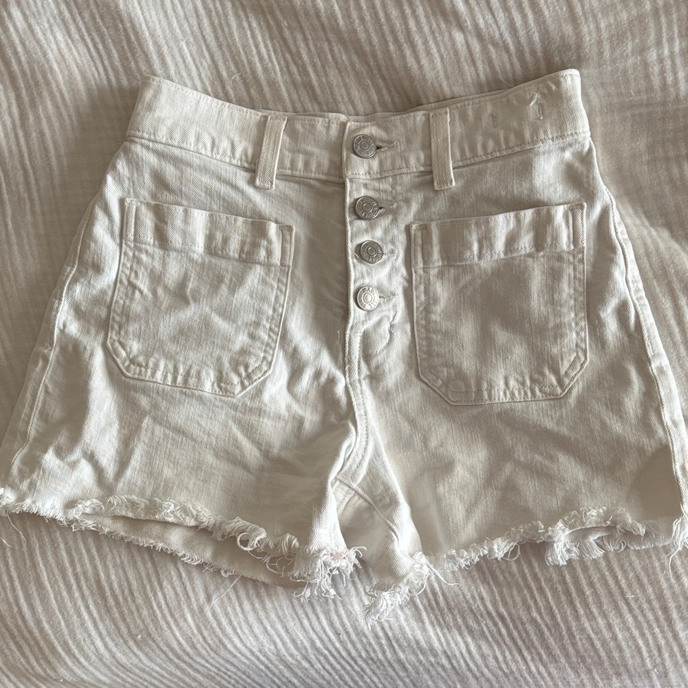 Madewell Off-White Button-Fly Jean Shorts